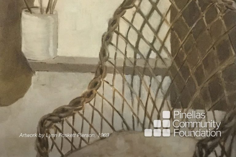 Section of chair painting by Lynn Foskett Pierson in 1969.