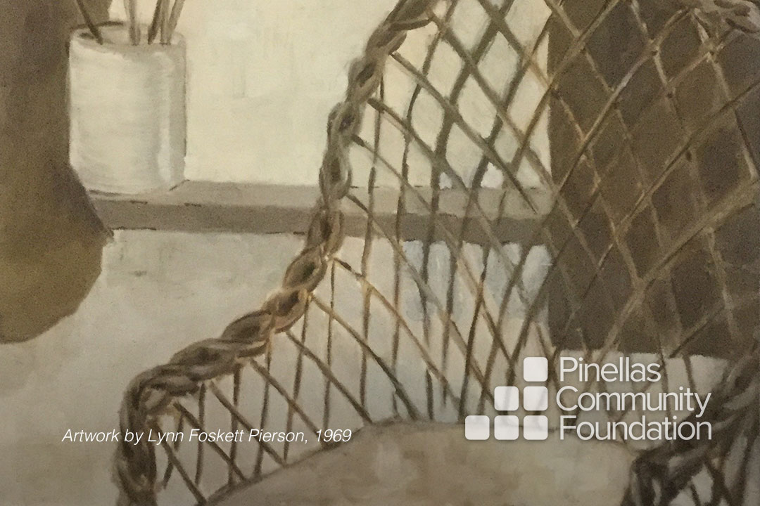 Section of chair painting by Lynn Foskett Pierson in 1969.