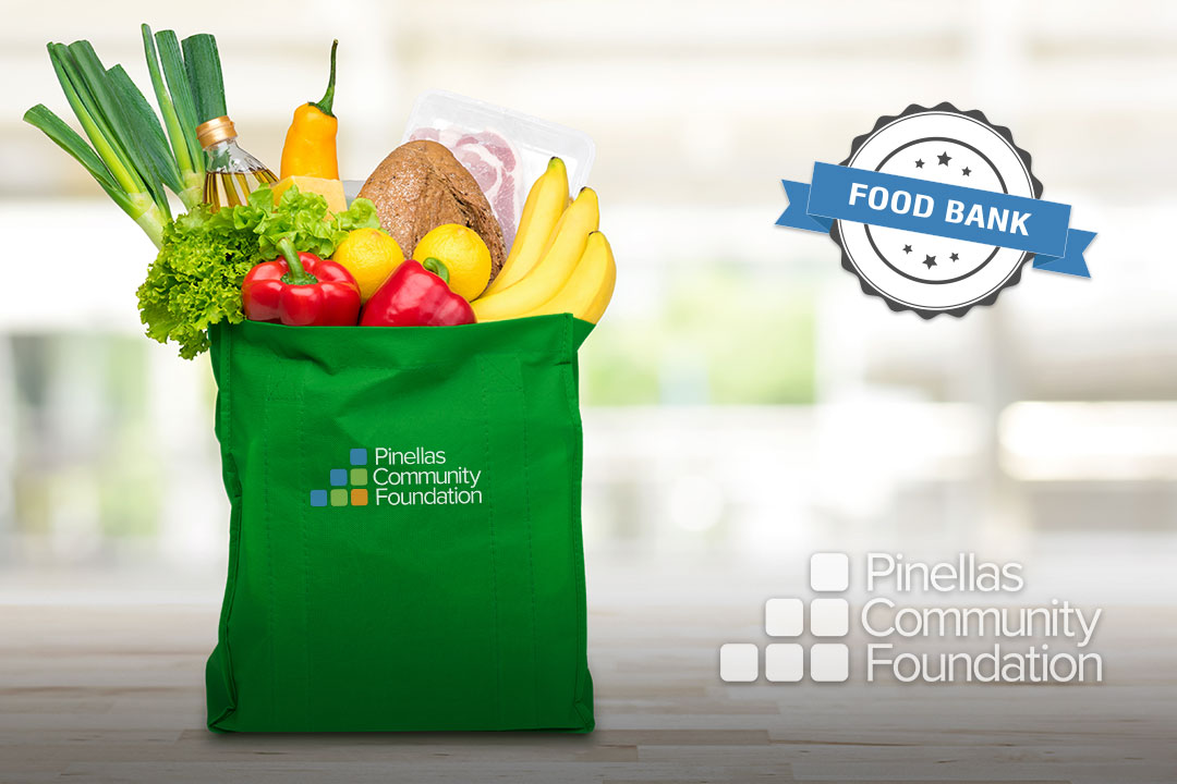 Bag full of groceries available to federal workers due to emergency food relief funds from PCF.