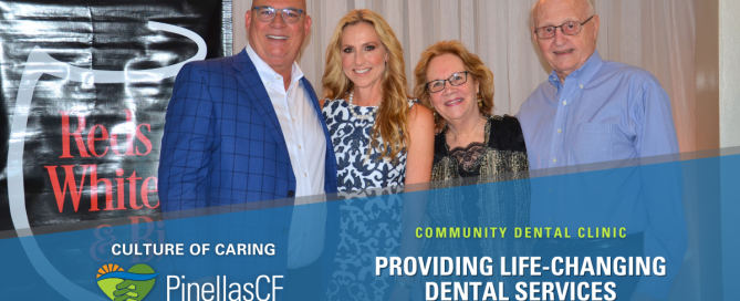 Co-chair Bradley Meinck, co-chair and CDC board member Dr. Lee Ann Brown, Helen Umberg, and CDC past board chair Paul Umberg at the Community Dental Clinic’s Reds, Whites, and Bites event on Friday, April 19, 2024.